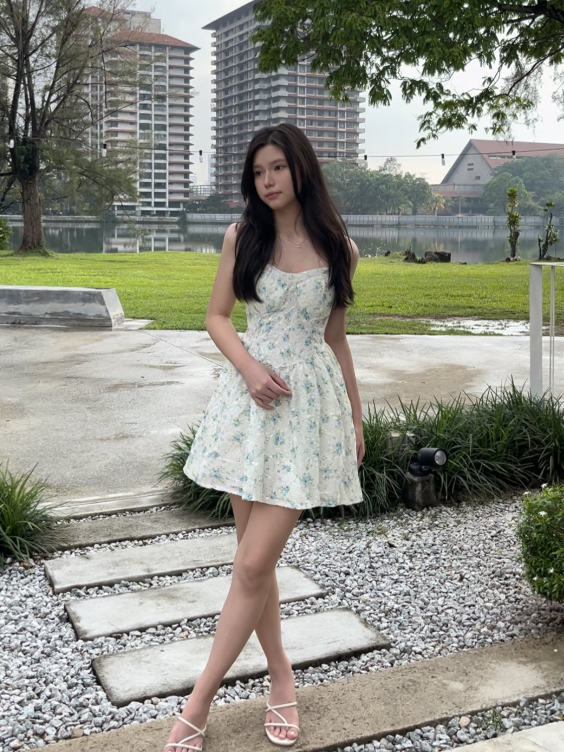 108.French Floral Dress