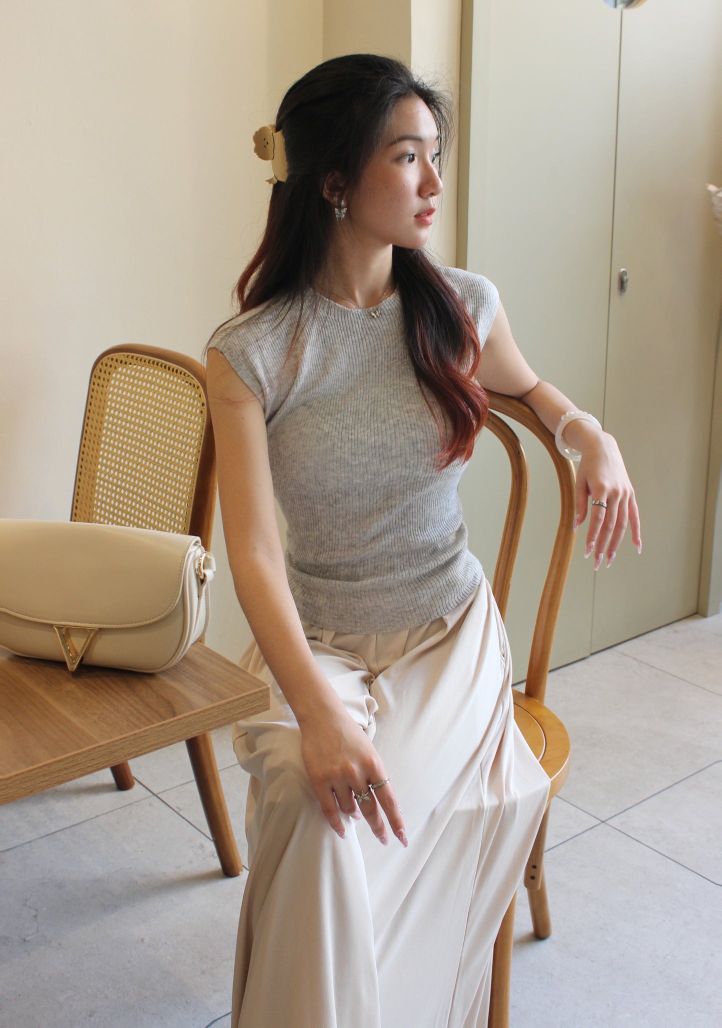 113. Beige Loose Pants